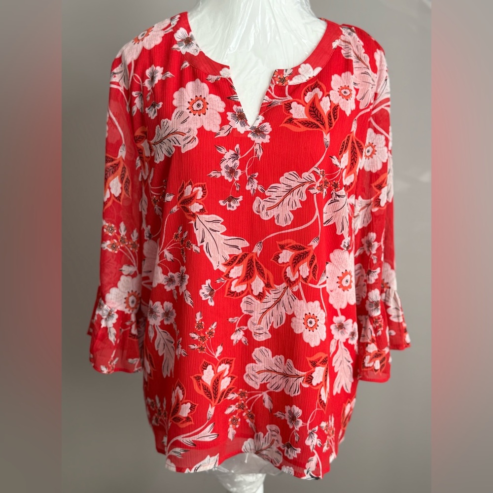 NWT Floral Red Women's Top